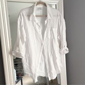 Crinkle Gauze Cover Up Shirt